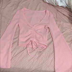 Cropped bell sleeve top